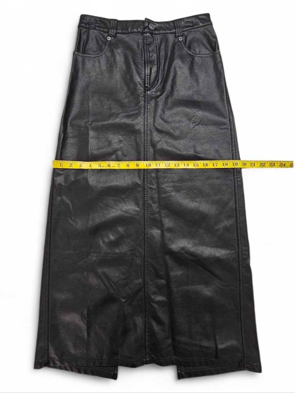 Free People City Slicker Faux Leather Maxi Skirt With Back Slit Sz 2 - Picture 9 of 10